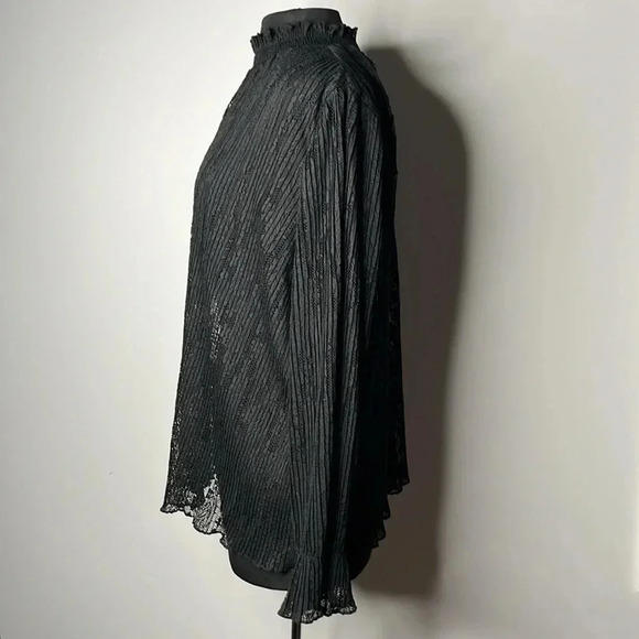 Full Circle Trends Women’s Black Sheer Turtleneck Ruffled Blouse Size 3X - Picture 2 of 9